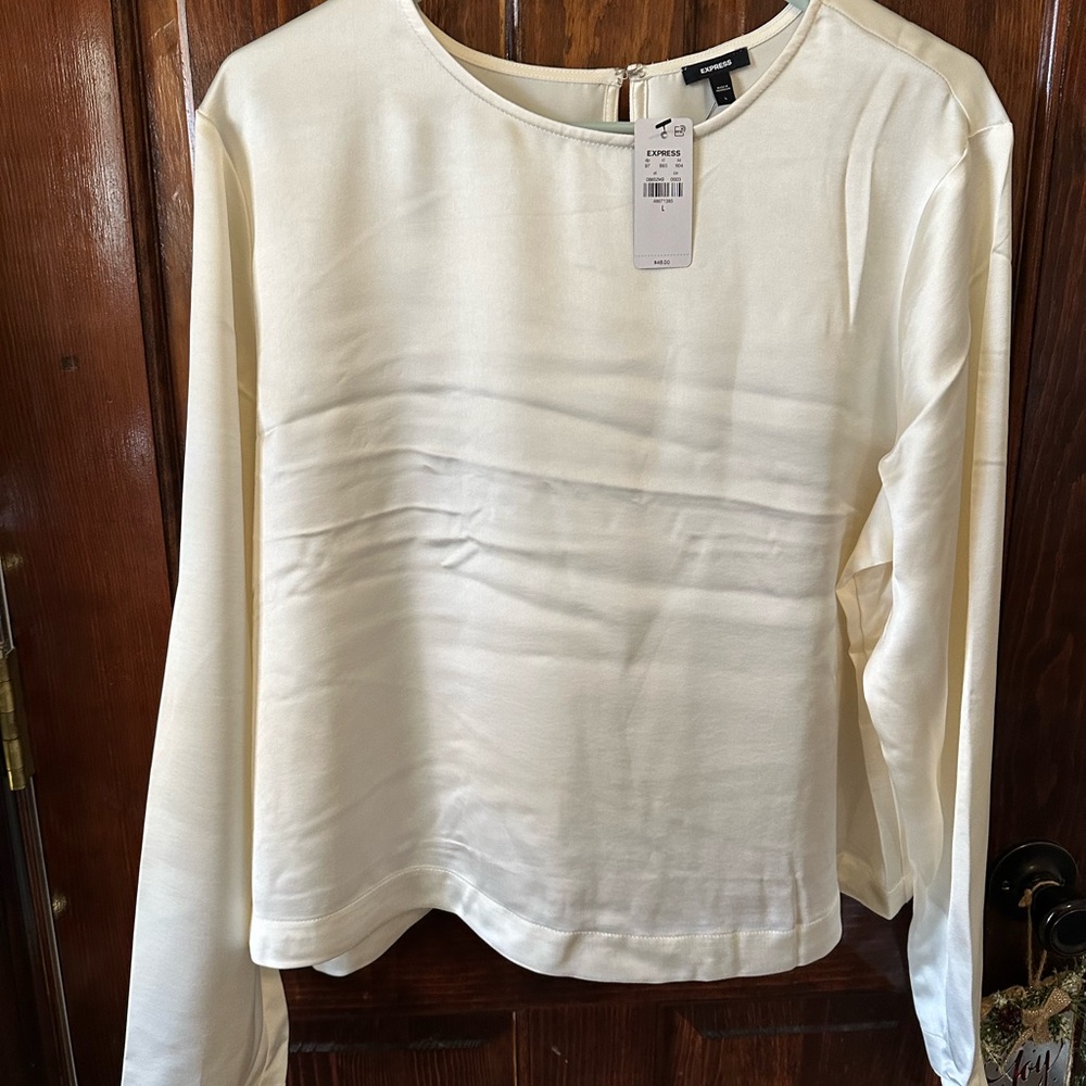 NWT Express Cream Satin Blouse
